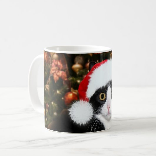 Mug Noël de chat de smoking (Devant gauche)