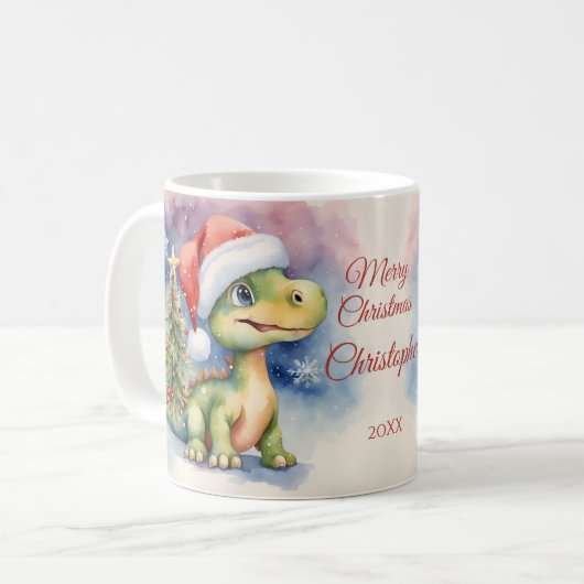 Mug Noël de Dinosaur (Devant gauche)
