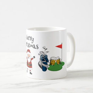 Mug Noël de golf avec Père Noël drapeau de golf bière