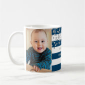 Mug Noël de grand-maman de photo argentée de rayures (Gauche)