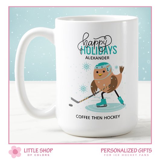 Mug Noël de hockey sur glace personnalisé