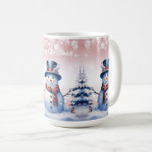 Mug Noël de la forêt d'hiver | Rose (Devant droit)