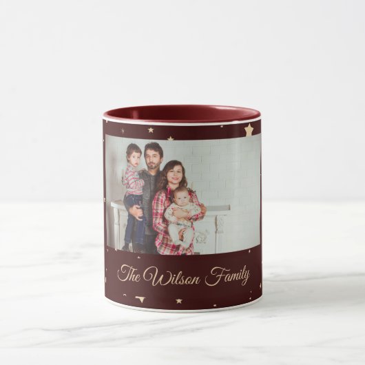 Mug Noël de la nuit rouge et or étoilée (Centre)