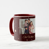 Mug Noël de la nuit rouge et or étoilée (Devant gauche)