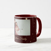 Mug Noël de la nuit rouge et or étoilée (Devant droit)