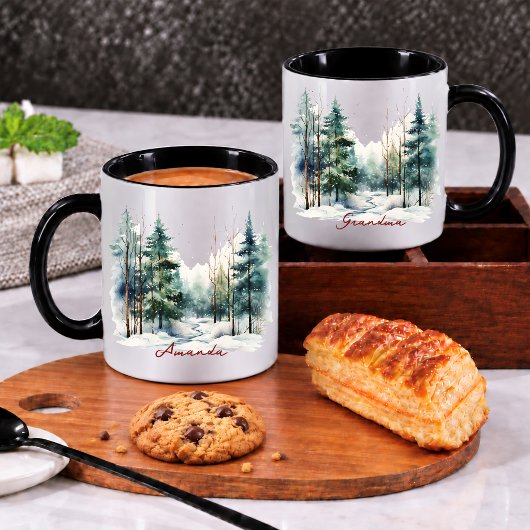 Mug Noël de la pinède vert pâle