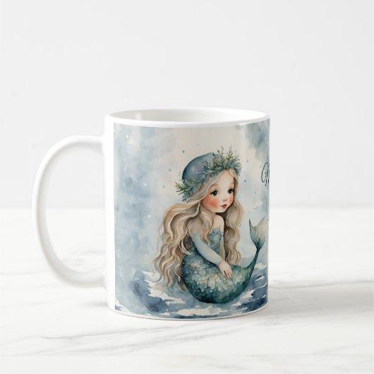 Mug Noël de la sirène d'hiver mignonne (Gauche)