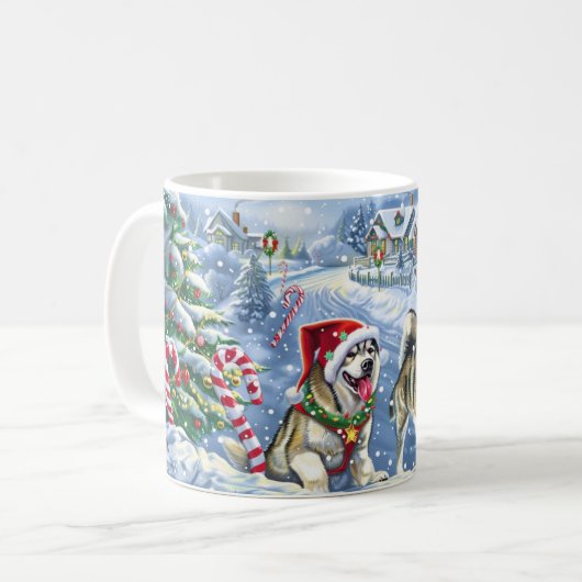 Mug Noël de Malamute en Alaska (Devant gauche)