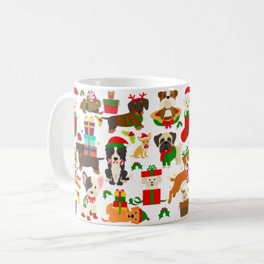 Mug Noël de mignon chien chiot (Devant gauche)
