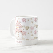 Mug Noël de motoneigiste d'hiver rose (Devant gauche)