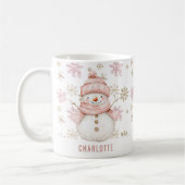 Mug Noël de motoneigiste d'hiver rose (Gauche)