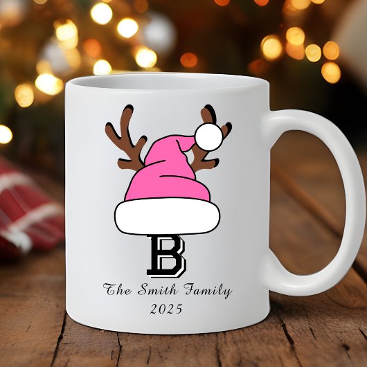 Mug Noël de Noël rose chaud et personnalisé
