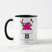 Mug Noël de Noël rose et monogramme (Gauche)