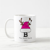 Mug Noël de Noël rose et monogramme (Gauche)