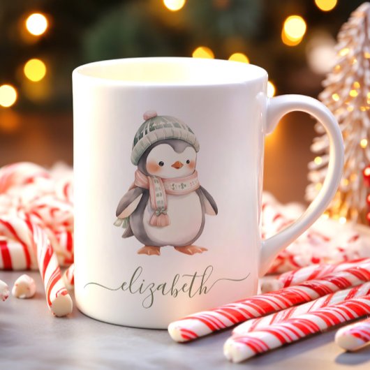 Mug Noël de pingouin personnalisé mignon