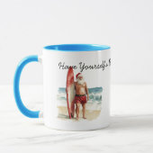 Mug Noël de plage de Santa surfeur (Gauche)