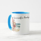 Mug Noël de plage de Santa surfeur (Devant gauche)