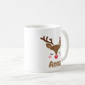Mug Noël de rennes mignons personnalisés (Devant droit)