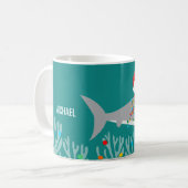 Mug Noel de requin drôle avec nom (Devant gauche)