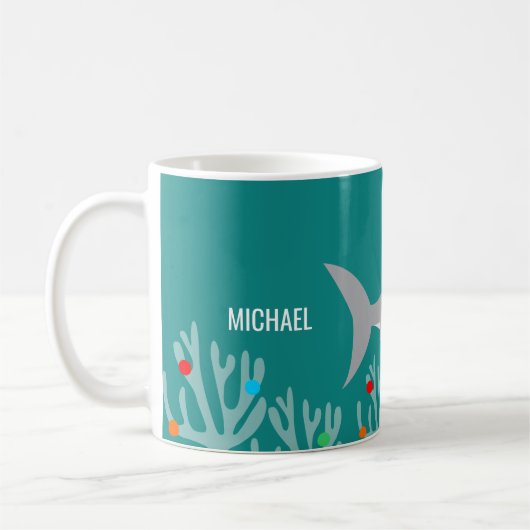 Mug Noel de requin drôle avec nom (Gauche)