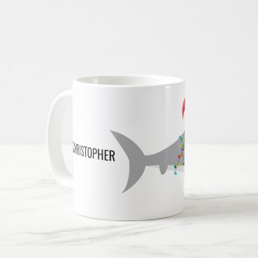 Mug Noel de requin drôle avec nom (Devant gauche)