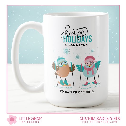 Mug Noël de ski personnalisé