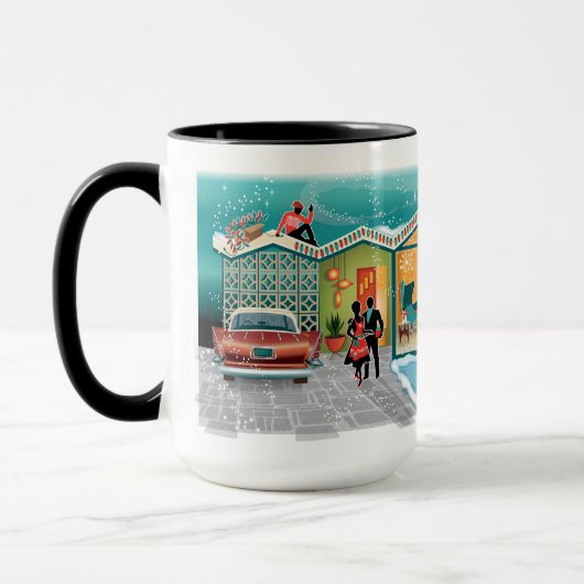 Mug Noël Décoré Au Milieu Du Siècle (Gauche)