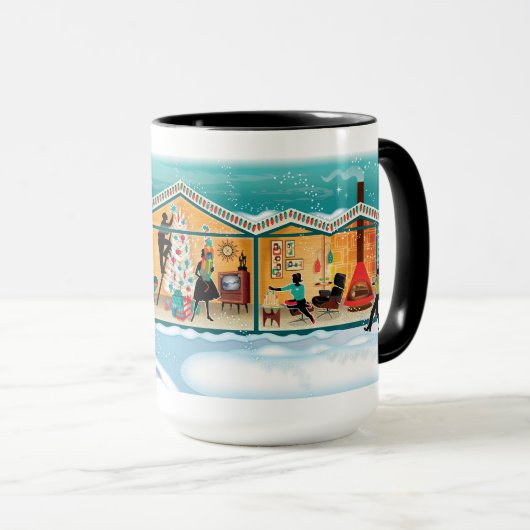 Mug Noël Décoré Au Milieu Du Siècle (Devant droit)