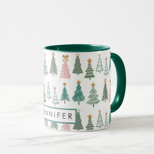 Mug Noël des arbres de Noël colorés (Devant droit)