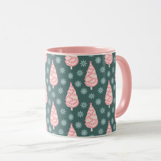 Mug Noël des arbres roses (Devant droit)