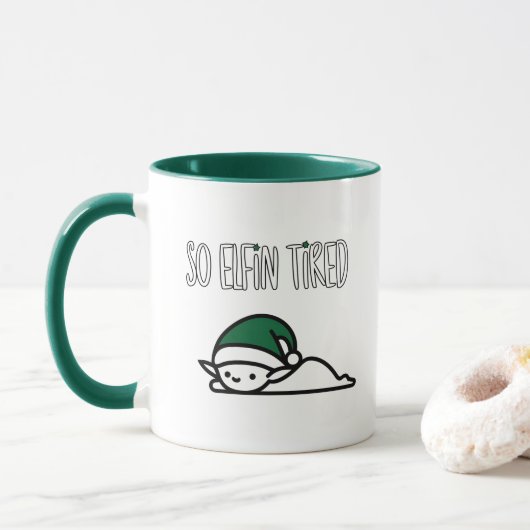 Mug Noël des elfes endormis - pour Noël (Avec donut)
