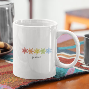 Mug Noël des flocons de neige colorés modernes