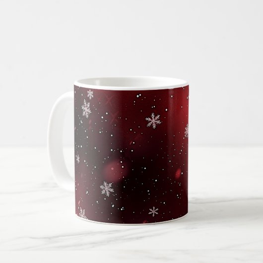 Mug Noël des flocons rouges/blancs (Devant gauche)
