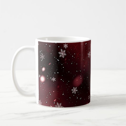Mug Noël des flocons rouges/blancs (Gauche)