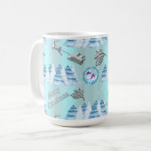 Mug Noël des Merveilles d'hiver en argent et bleu (Devant gauche)