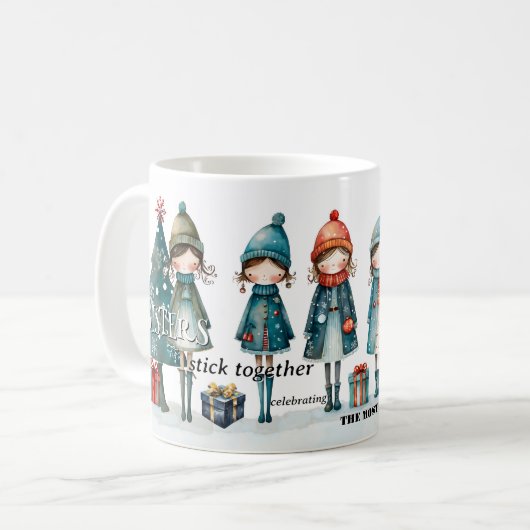 Mug Noël des soeurs de filles Whimsical (Devant gauche)