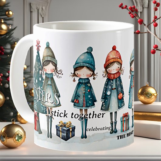 Mug Noël des soeurs de filles Whimsical
