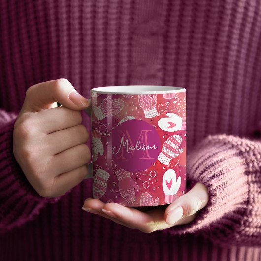 Mug Noël d'hiver Mittens Motif en rose