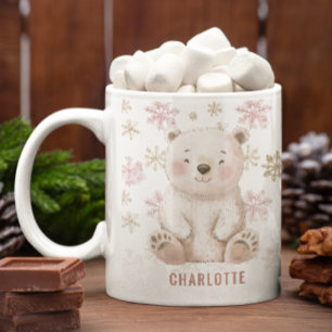 Mug Noël d'ours d'hiver rose mignon