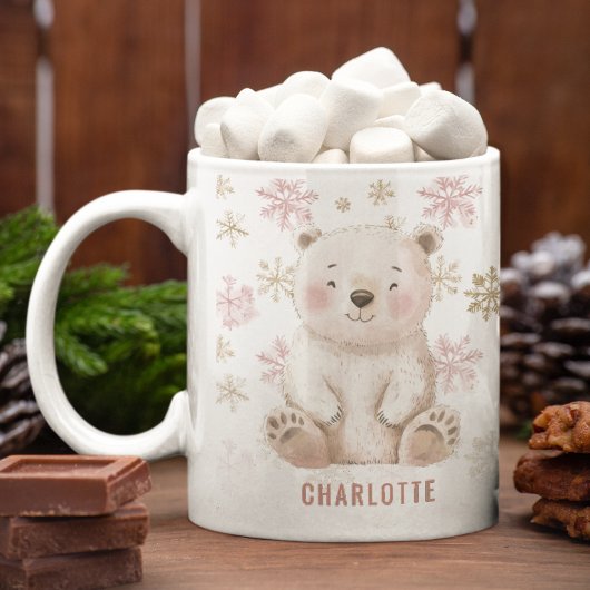 Mug Noël d'ours d'hiver rose mignon
