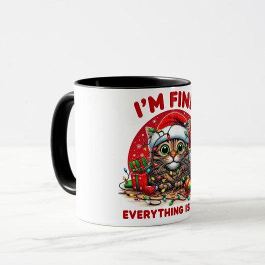 Mug Noël drôle de chat (Devant gauche)