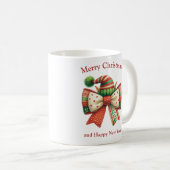 Mug Noël drôle ruban rustique avec chaussures d'elfes (Devant droit)