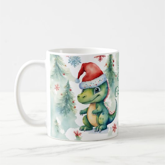 Mug Noël du mignon dinosaur (Gauche)
