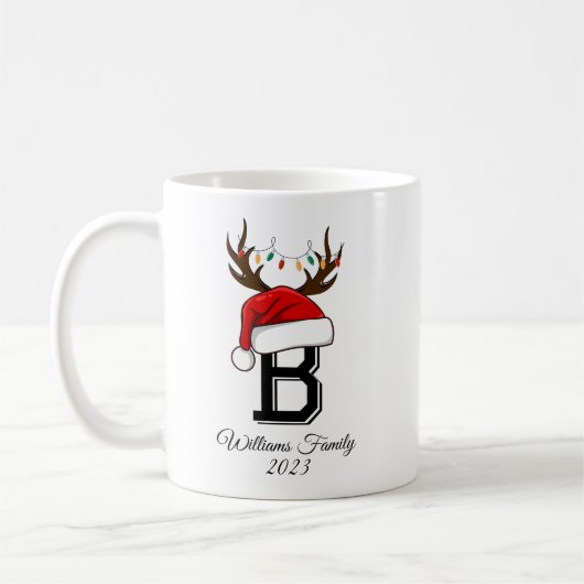 Mug Noël du Père Noël de famille monogramme (Gauche)