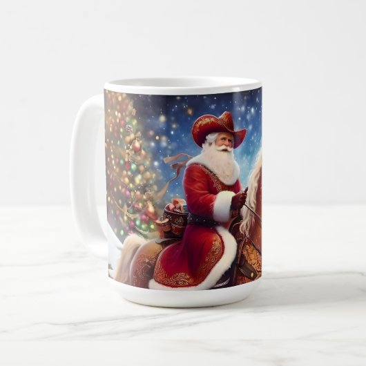 Mug Noël du Père Noël occidental à cheval (Devant gauche)