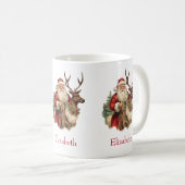 Mug Noël du Père Noël rétro et du renne (Devant droit)