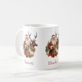 Mug Noël du Père Noël rétro et du renne (Devant gauche)