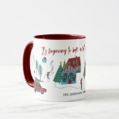 Mug Noël du village de ski nordique (Devant gauche)