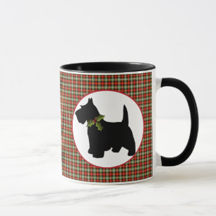 Mug Noël écossais de plaid de chien de Scottie