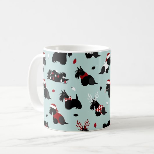 Mug Noël écossais Terrier bleu (Devant gauche)